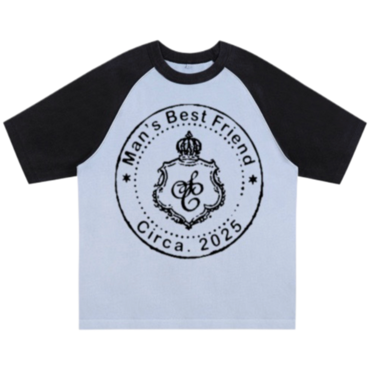 Sky Blue Initials Ringer Tee