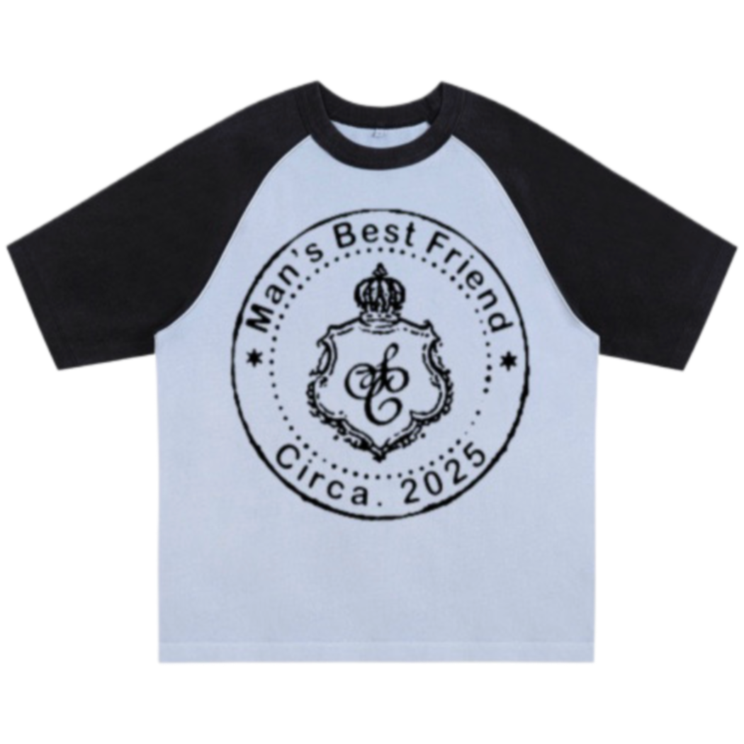 Sky Blue Initials Ringer Tee